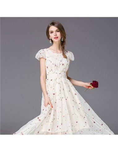 Maxi Lace Dress with Little Roses